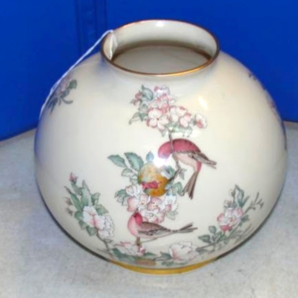 Vintage Lenox Vase Serenade with Birds Flowers and 24 Karat Gold Accents.